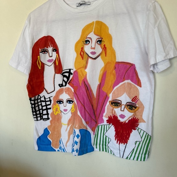 Zara Tops - Zara Medium Graphic T-Shirt with Fashion Illustration